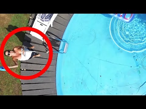 Drone Fail SPY Helicopter Woman on Pool - Goes Terribly Wrong! DJI Phantom 4 Crash Video