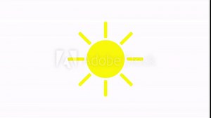 Sunshine icon animation with white background. Icon design. Video Animation. Bright Sun Isolated Cartoon Animation