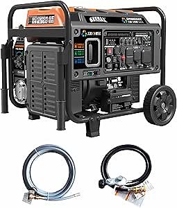 GENMAX 10500 Peak Watt Tri Fuel Open Frame Inverter Generator,with ATS,Quiet Technology,CO Sensor,digital display and 50A,Ideal for Home backup,contruction site and RV Camping (GM10500XiT)