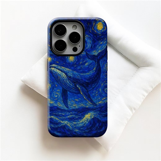 Starry Night Inspired Whale Phone Case,retro Impressionist Ocean Art Print,for iPhone 17 16 15 14 13 12 11 Pro Max,sumsung S26 S25 ,magsafe - Etsy