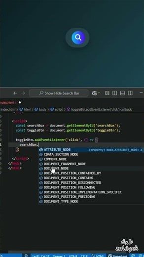 Show Hide Search Bar Html & Css #webdevelopment #coding
