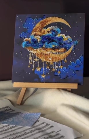 Bead Embroidery Kit Moon Cradle of Dreams, Night Sky Embroidery, Beaded Golden Moon, DIY Celestial Home Decor - Etsy