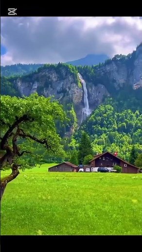 Waterfall View 🌊 | Relaxing Animation with Green Trees & Nature Ambience