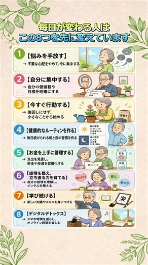 毎日が変わる人はこの8つを先に変えています #人生の習慣 #暮らしを整える #心を整える #前向きな暮らし #シニアライフ