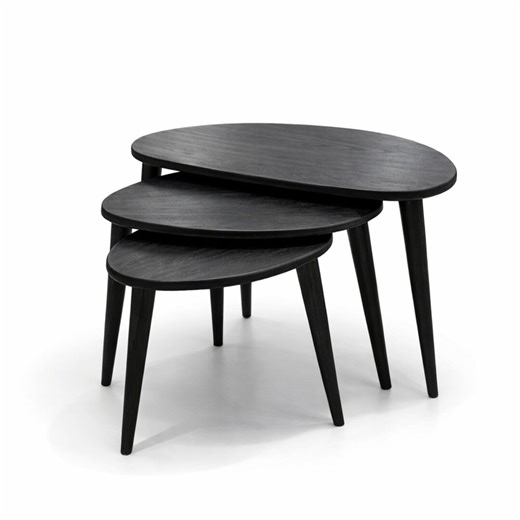 Solid Wood Nesting Tables | Black, Modern Side Table Set of 3 - Etsy UK
