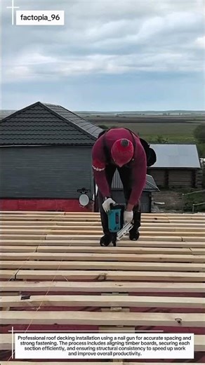 Precision Roof Decking Installation Using a Nail Gun | Fast & Clean Framing Work