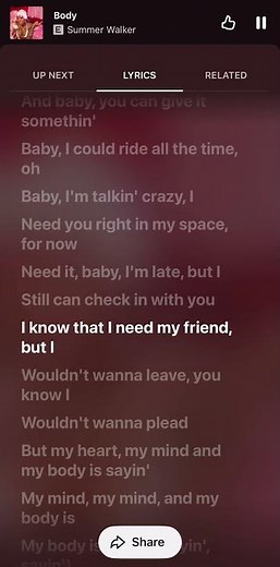 Body- Summer Walker #fypシ #lyrics #songlyrics #music #song #audio #body #summerwalker