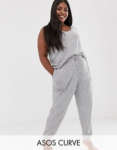 ASOS DESIGN Curve mix & match lounge super soft brushed tank and jogger | ASOS