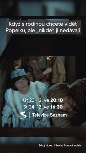 Televize Seznam on Instagram: "A přitom se stačilo kouknout k nám 😏 Sledujte Tři oříšky pro Popelku v úterý 23. 12. a středu 24. 12. na Televizi Seznam. 🎄 #popelka #trioriskypropopelku #vanoce #televizeseznam"