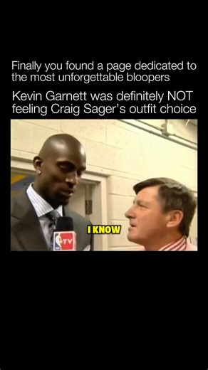 @unforgettablebloopers on Instagram: "Kevin Garnett’s blunt, unfiltered personality was on full display during this now-iconic postgame interview with longtime NBA sideline reporter Craig Sager. Known for his colorful, fashion-forward suits, Sager became a staple of NBA broadcasts for decades, often wearing bold patterns that stood out just as much as the players he interviewed. Garnett, never one to sugarcoat his thoughts, reacted candidly to Sager’s outfit while answering questions, creating a