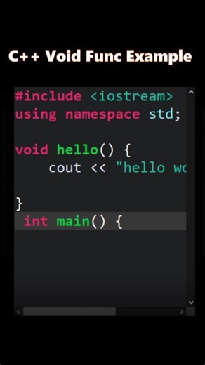#void hello() in C++ | Simple Example #coding #c++ #in #cpp #binaryarts