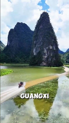 Driving ON WATER?! 🤯 Guangxi’s FLOATING Highway #trending #travel #trendingshorts