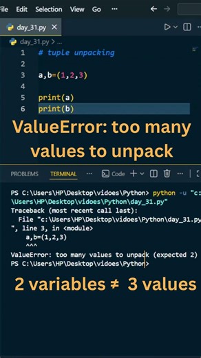Day 31 -This Python Code Looks Right… But Gives Error 😳 #shorts