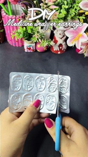 DIY medicine wrapper earrings ✨ #diy #handmade #trending #youtubeshorts #diyjewelry #diyearrings