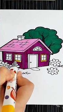 How to Draw a Cute Colorful House | Easy Cartoon Drawing