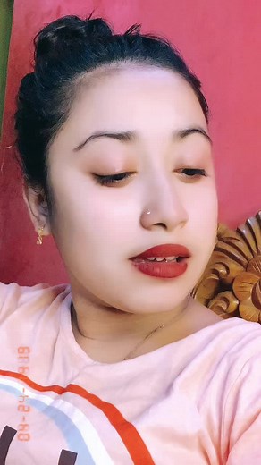 Close-Up Portrait in Pink and Rainbow Design