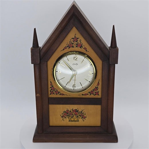 Vintage Bradley Wind up Alarm Clock Wood Cathedral Mantel Clock Made Germany 60s - Etsy