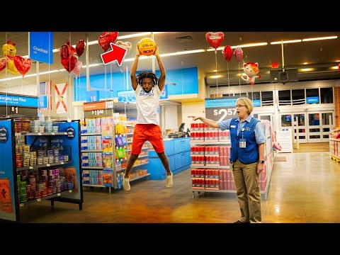 Exploding Basketball Prank INSIDE WALMART!!