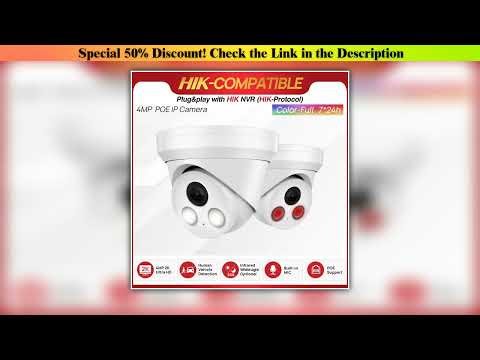 Deal 4MP ColorVu POE IP Camera IR Night Colorful 2K Build in MiC IP67 H.265 Human Vehice Security D