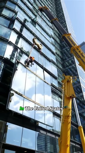 How Windows Are Installed on Skyscrapers? #skyscraper #constructionworker #glassinstallation #modernengineering