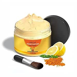 Vitamin C and Turmeric Clay Mask for Face – Deep Cleansing & Brightening Face Mask for Dark Spots, Pores, and Anti-Aging – Non-Greasy, Easy-to-Apply Hydrating Skin Care, 5.29 Oz