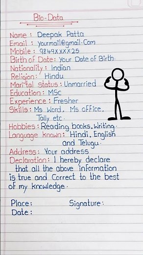 Your Complete Biodata Format | Quick Understanding #biodata #shorts