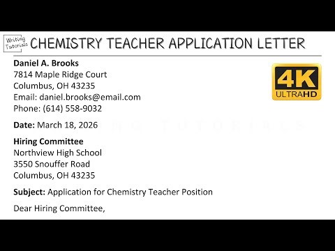 How To Write Chemistry Teacher Job Application Letter with Sample & Explanation | Writing Tutorials