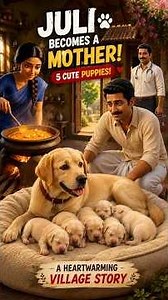 Julie Becomes a Mother to 5 Puppies 🐶❤️ | A Heartwarming Village Story #childhoodmemory #villagelife