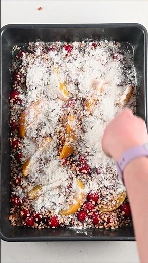 Cherry Peach Dump Cake Perfection 😍 LINK IN DESCRIPTION #shorts #recipe