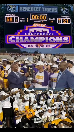 Congrats to Benedict College, as they celebrated a historic 11-0 regular season with their first-ever SIAC Football Championship! The DII Playoffs are up next! #TheBestofBC #Benedict #SIAC #BenedictCollege | HBCU Alum