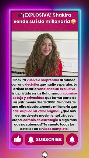 ¡IMPACTANTE! Shakira pone a la venta su isla en Bahamas