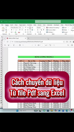 Cách chuyển dữ liệu từ file Pdf sang Excel #cachchuyendulieutupdfsangexcel #tinhocchonguoimoibatdau #sachtinhoc #Phimtathayexcel #phimtattinhoc