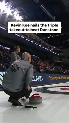 Kevin Koe, the oldest player at the Canadian Curling Trials, made a triple takout winner to beat undefeated Matt Dunstone, keeping him alive in the playoff picture. #trials2025 | TSN