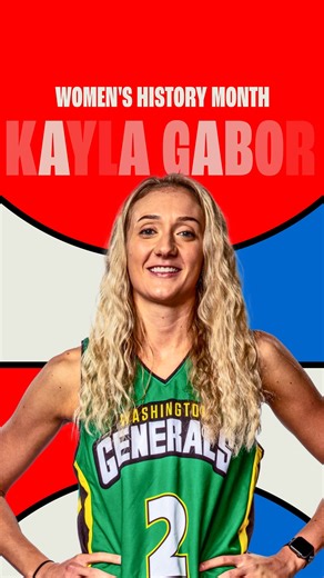 As we continue to celebrate Women History Month we would like to highlight Washington Generals 'Kayla Gabor' — Kayla Gabor is the second woman to play for the Generals. Gabor is a former all-conference guard from Division II Lake Erie College in Ohio, a leading scorer during the 2016-17 season for the Great Lakes Intercollegiate Athletic Conference. 🏀 | Harlem Globetrotters