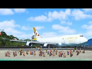 ETIHAD 747 Cargo BLASTS Beach Tourists at WORLD’S CRAZIEST Airport!