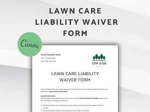 Lawn Care Liability Waiver Template: Editable Yard Service Contract (A4/US Letter) - Etsy