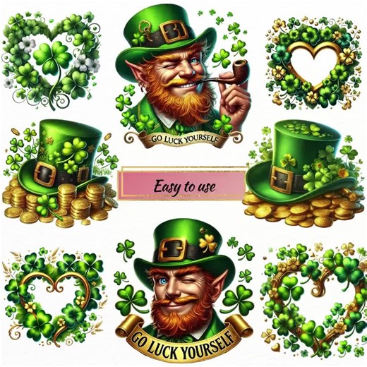 Watercolor St Patrick's Day Clipart: Leprechauns, Shamrocks (PNG Digital Download) - Etsy