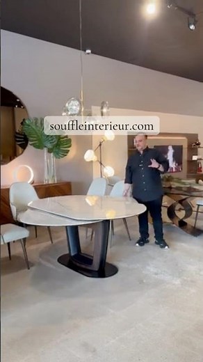 Table à manger extensible par rotation en céramique – Design moderne et système innovant