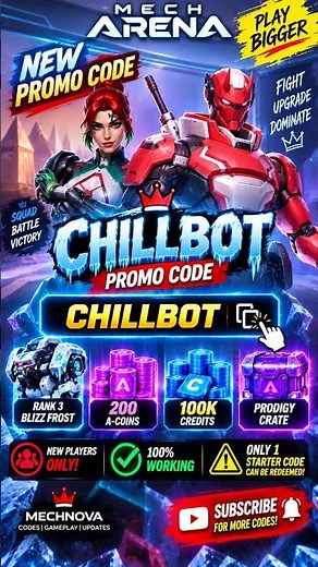 🔥 FREE MECH FOR NEW PLAYERS! CHILLBOT Promo Code | Mech Arena 2026 🔥 Mech Arena Promo Codes 2026