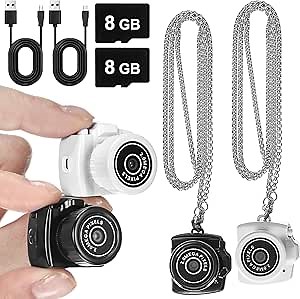 Kingdder 2 Sets Keychain Camera Micro Video Camcorder Mini Portable Chain Video Digital Camera for Travel Study Recording(8 GB, Black & White)