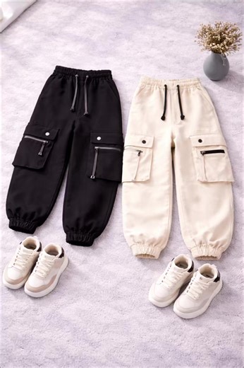 Quần Cargo Bé Gái – Set Đen và Be Phong Cách Thể Thao #QuanCargo #QuầnJogger #TrangPhucBeGai #ThoiTrangBeGai #QuầnĐen @❤️Gấu Con Kids❤️