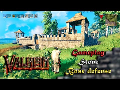 Valheim gameplay - how to build a unraidable stone base defense - tips and tricks - guide