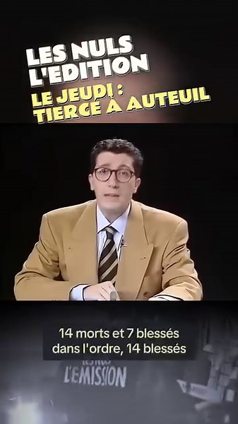 23K views · 397 reactions |  LES NULS, L’ÉDITION : LE JEUDI | Le journal de l’Emission S01-E04, présenté par Maurice Chevalier et Pénélope Solète : « LE GRAND PRIX DE LONGCHAMP  » #Jeudi #LesNuls #LesNulsLÉdition #LesNulsLÉmission #AlainChabat #ChantalLauby #News #Info #cnews #bfmtv #Humour #Tiercé #Auteuil #Longchamp #Hanus #GrandPrixDeLongchamp #coursedechevaux #Chevaux #PMU #Quarté #Quinté  | LES NULS | Facebook