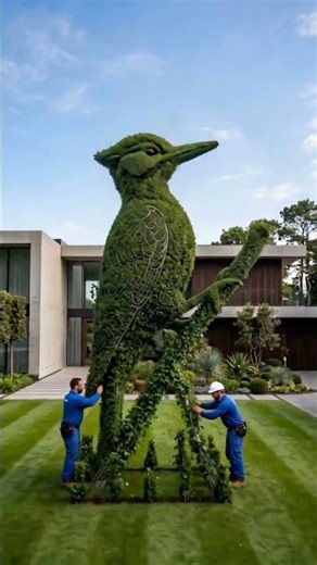 Giant Woodpecker Topiary Comes Alive 🐦🌿Garden Transformation