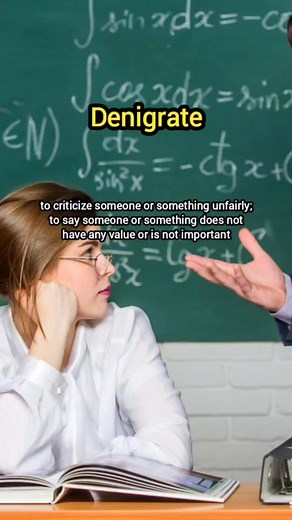 Denigrate meaning in English to criticize someone or something unfairly; to say someone or something does not have any value or is not important #wordoftheday #Denigrate #ingles #inglés #englishteacher #learningenglish #britishenglish #pronunciation #languagelearning | Dev English