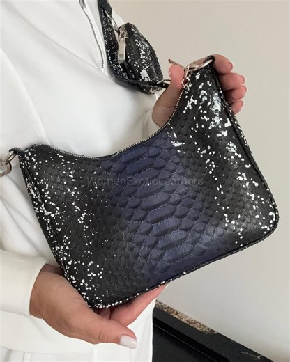 Python Black Sling Bags | Handmade Real Skin Handbags | Limited Purse - Etsy Australia