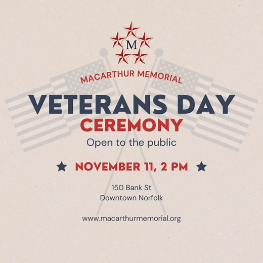 18 reactions | November 11, 1918: Armistice is signed on “the eleventh hour of the eleventh day of the eleventh month,” bringing the fighting of World War I to an end. Join us today at 2pm as we commemorate Veterans Day. | MacArthur Memorial | Facebook