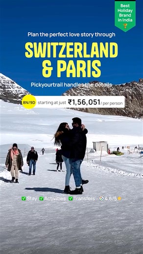 2.5K views · 40 reactions | Imagine a love story that unfolds in the most romantic destinations... Matterhorn sunrises, Eiffel Tower evenings & unforgettable moments! Ready to plan an Europe holiday they'll cherish forever? Book now! | Pickyourtrail | Facebook
