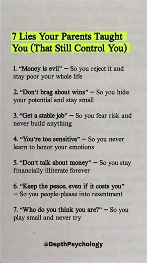 7 Lies Your Parents Taught You That Still Control You #quotes #wisdom #psychology #life