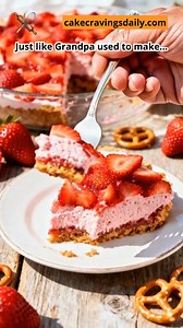 Who remembers this classic from the 60s? It’s still the best! 🍓🥨 🖨️ PRINTABLE RECIPE: 👉 https://cakecravingsdaily.com/no-bake-strawberry-pretzel-salad/ Nothing beats the original! 🍰 I’m sharing my 1960s secret for the perfect Strawberry Pretzel Salad. It’s that magical mix of salty pretzels, creamy filling, and sweet strawberries that always disappears first at potlucks. 🇺🇸 A true family classic from my kitchen to yours. #cakecravingsdaily #usarecipe #grandpachefsecrets #oldschoolrecipes 